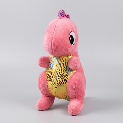 25 CM Pink Plush Soft Toy with Shiny Gold Belly | Happy Gift