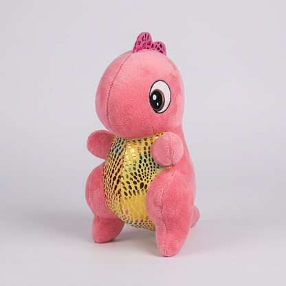 25 CM Pink Plush Soft Toy with Shiny Gold Belly | Happy Gift
