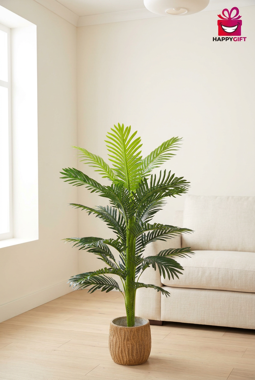 Decorative Palm Plant with Woven-Look Planter | Happy Gift