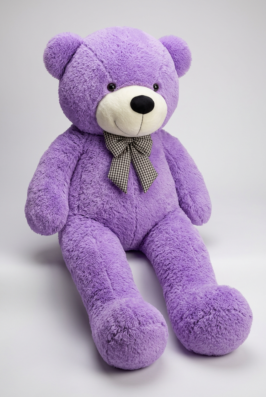 137 CM  Purple Teddy Bear with Bow Tie – Plush Soft Toy | Happy Gift