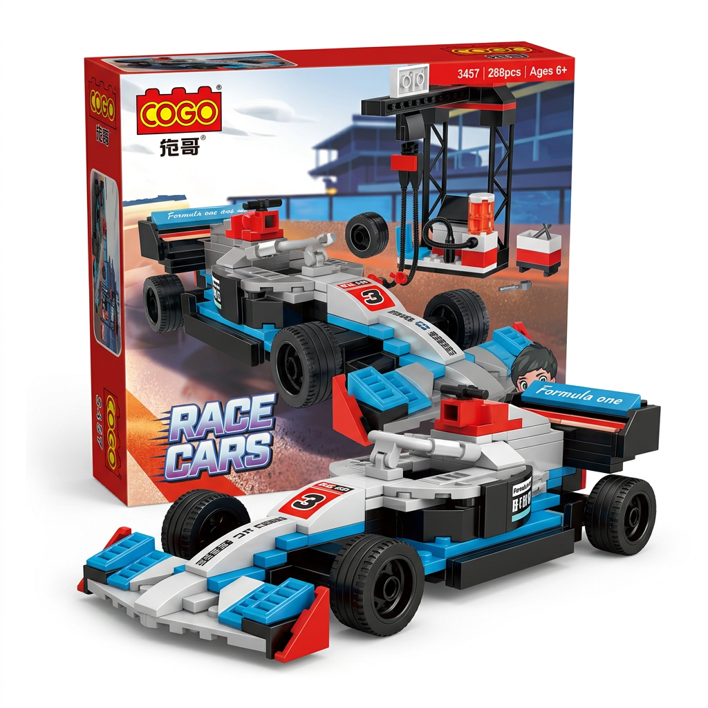 Race Car Building Blocks Set with Pit Station | Happy Gift