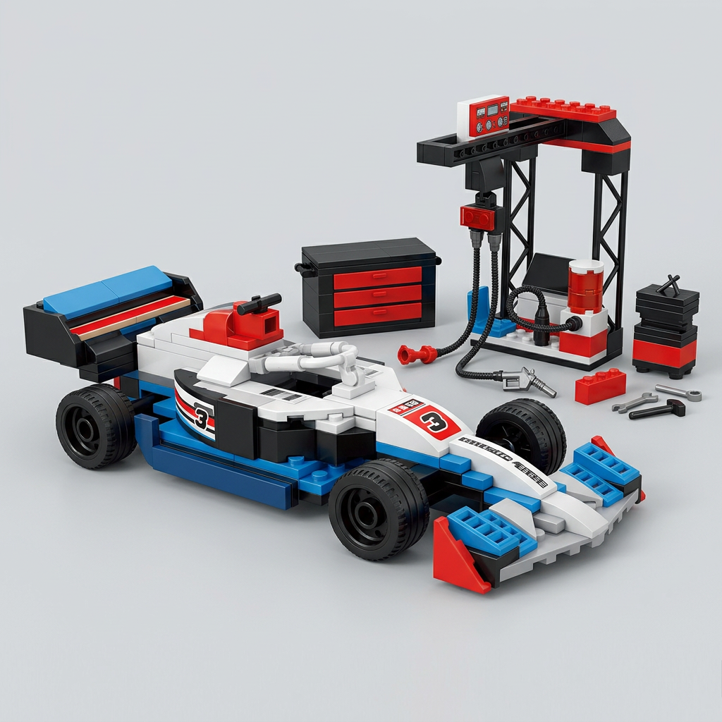 Race Car Building Blocks Set with Pit Station | Happy Gift
