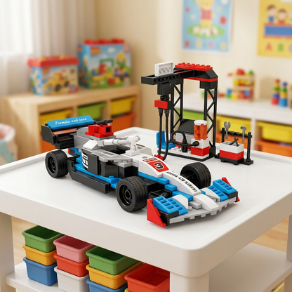 Race Car Building Blocks Set with Pit Station | Happy Gift