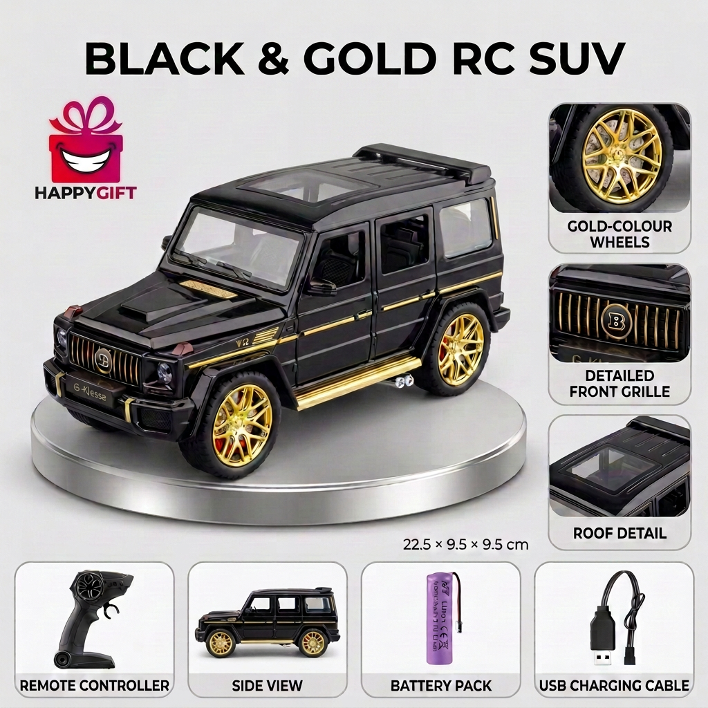 Mercedes-Benz G-Class Brabus-Style Remote Control SUV – Black & Gold | Happy Gift