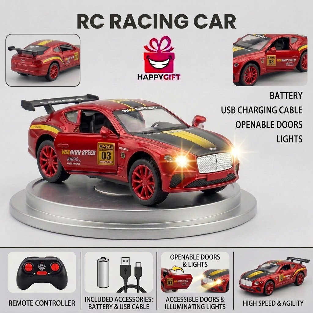 Red RC Racing Car with Lights & Opening Doors | Happy Gift