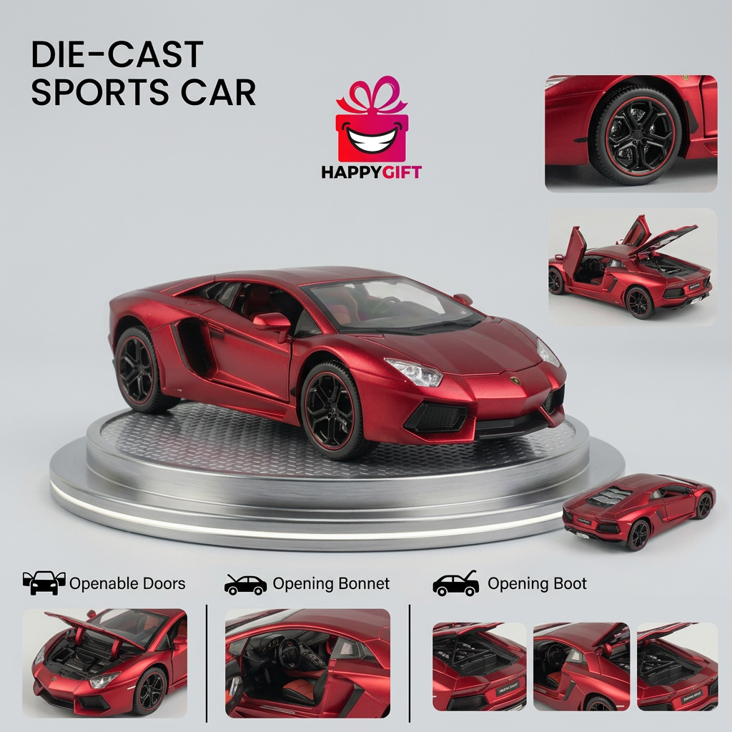 Red Die-Cast Sports Car with Opening Doors | Happy Gift