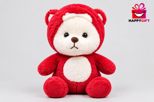45CM  Red Hooded Teddy Bear Plush Toy – Soft Cuddly Gift for Kids | Happy Gift