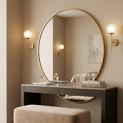 Round Gold Frame Decorative Mirror – Happy Gift Length Width 3.5 Foot