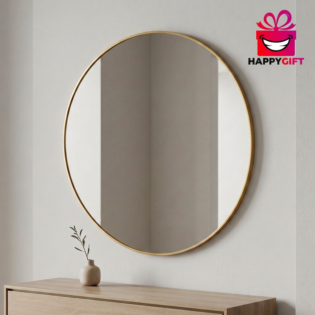Round Gold Frame Decorative Mirror – Happy Gift Length Width 3.5 Foot