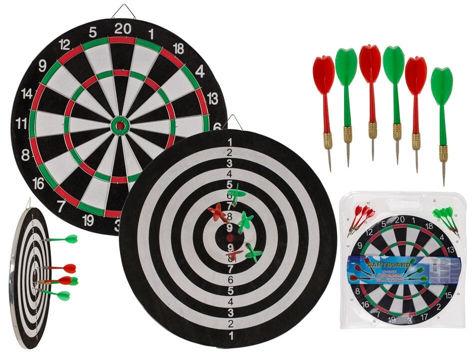 Double-Sided Classic Dartboard Game Set – With Steel Tip Darts