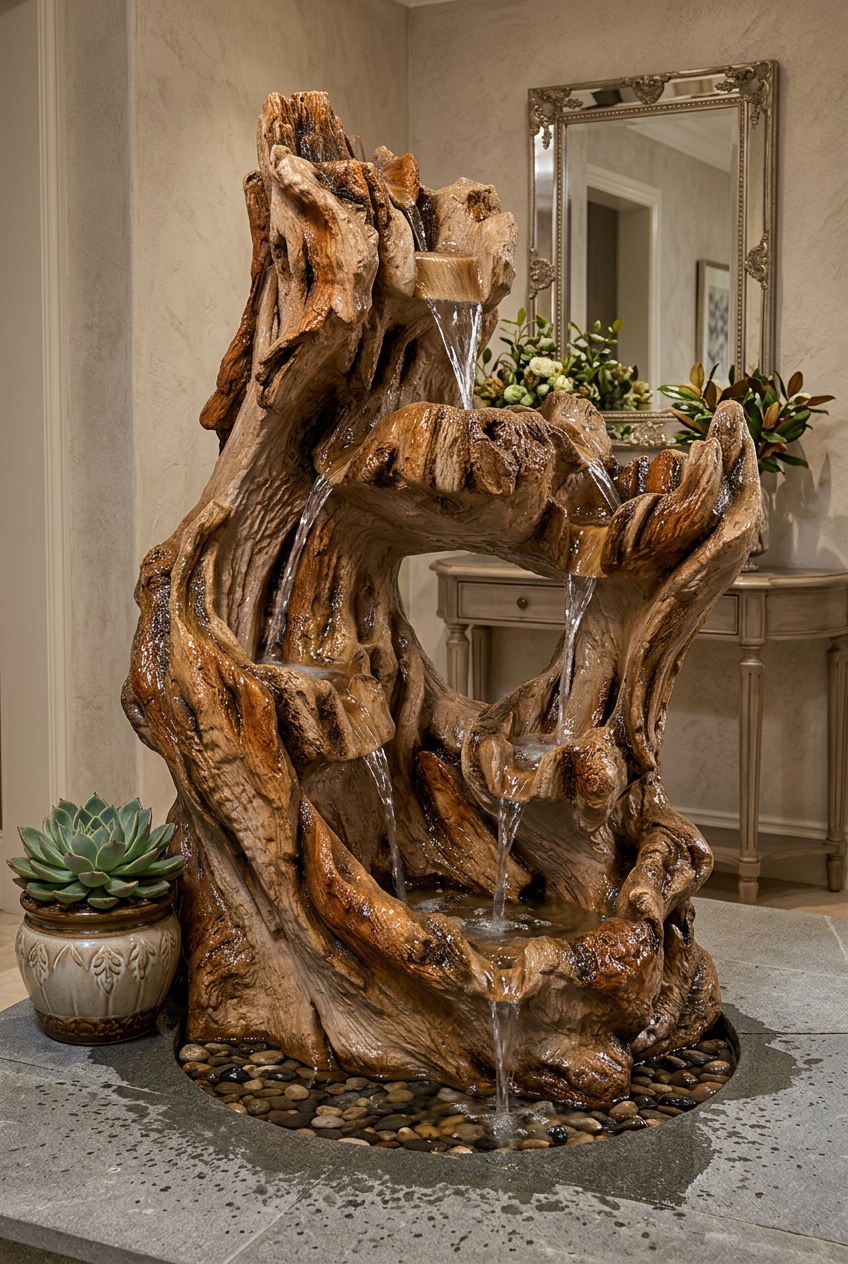 Rustic Tree Root-Style Water Fountain for Home Décor | Happy Gift