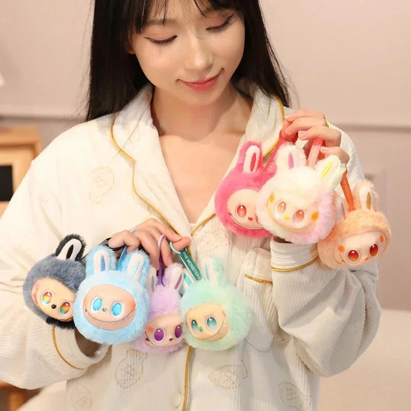 LABUBU Bunny Plush Toy Set – 7 Mini Dolls in Pillow Bag