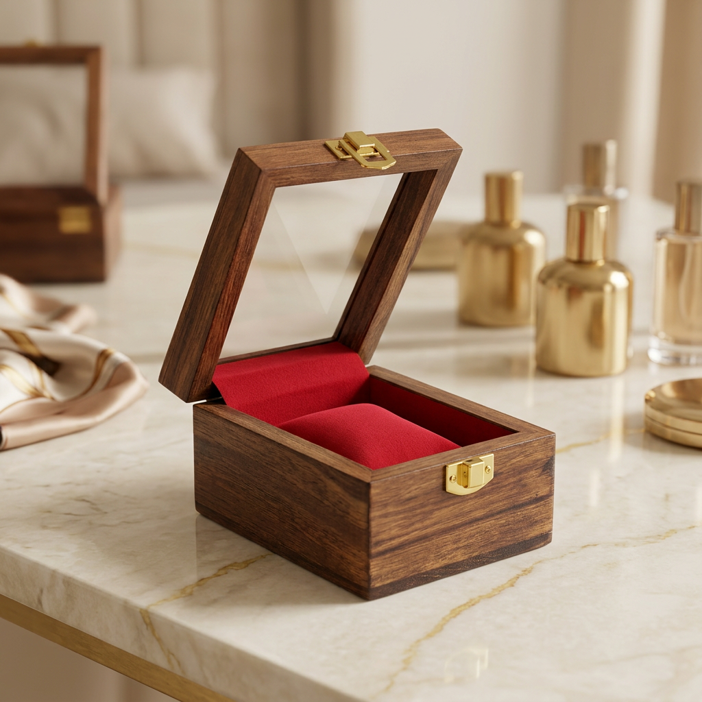 Single Wooden Watch Box with Glass Lid | Happy Gift