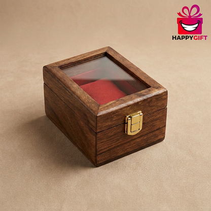 Single Wooden Watch Box with Glass Lid | Happy Gift