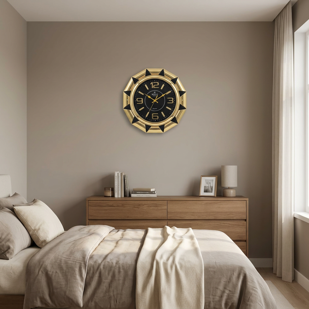 Black and Gold Decorative Wall Clock – Happy Gift