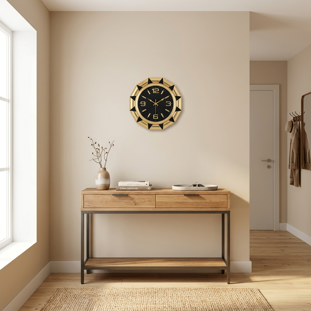 Black and Gold Decorative Wall Clock – Happy Gift