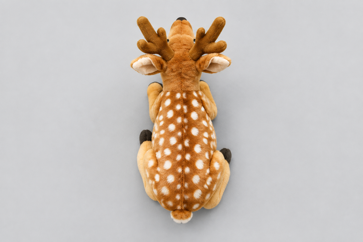 25CM  Spotted Deer Plush Toy with Antlers, Lying-Down Design | Happy Gift