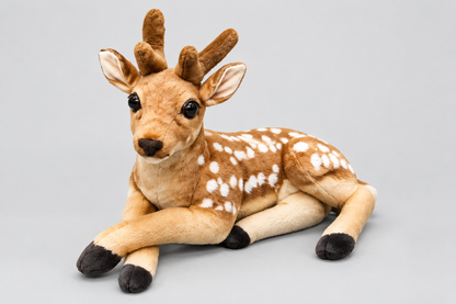 25CM  Spotted Deer Plush Toy with Antlers, Lying-Down Design | Happy Gift