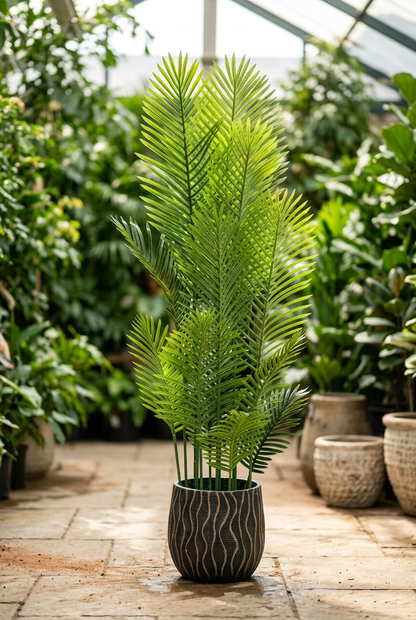 Tall Decorative Palm in Textured Black Planter | Happy Gift