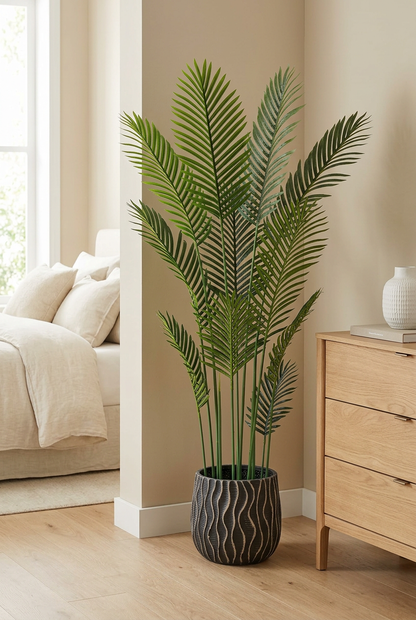 Tall Decorative Palm in Textured Black Planter | Happy Gift