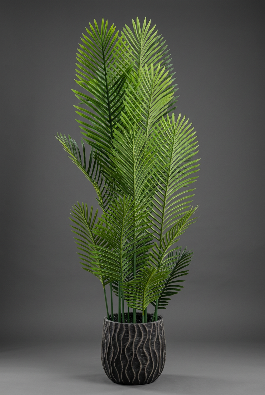 Tall Decorative Palm in Textured Black Planter | Happy Gift