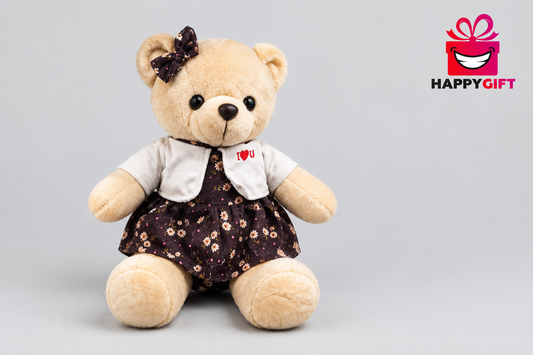 45CM  Teddy Bear in Floral Dress – Cute Gift for Loved Ones | Happy Gift