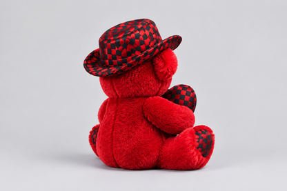 50CM Red Teddy Bear with Checkered Hat and Love Heart | Happy Gift