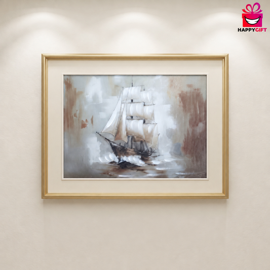 "Voyage of the Misty Seas" - Framed Tall Ship Canvas Art | HappyGift Home Decor
