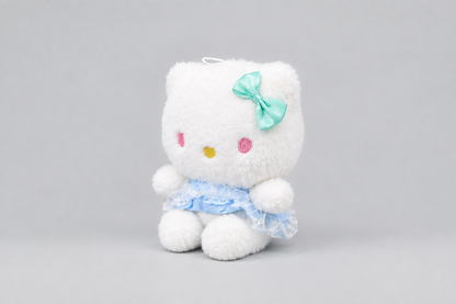25CM White Plush Cat Soft Toy with Mint Green Bow | Happy Gift