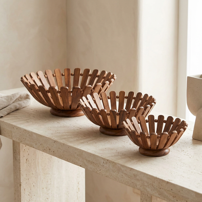 Wooden Decorative Bowl Set of 3 | Happy Gift