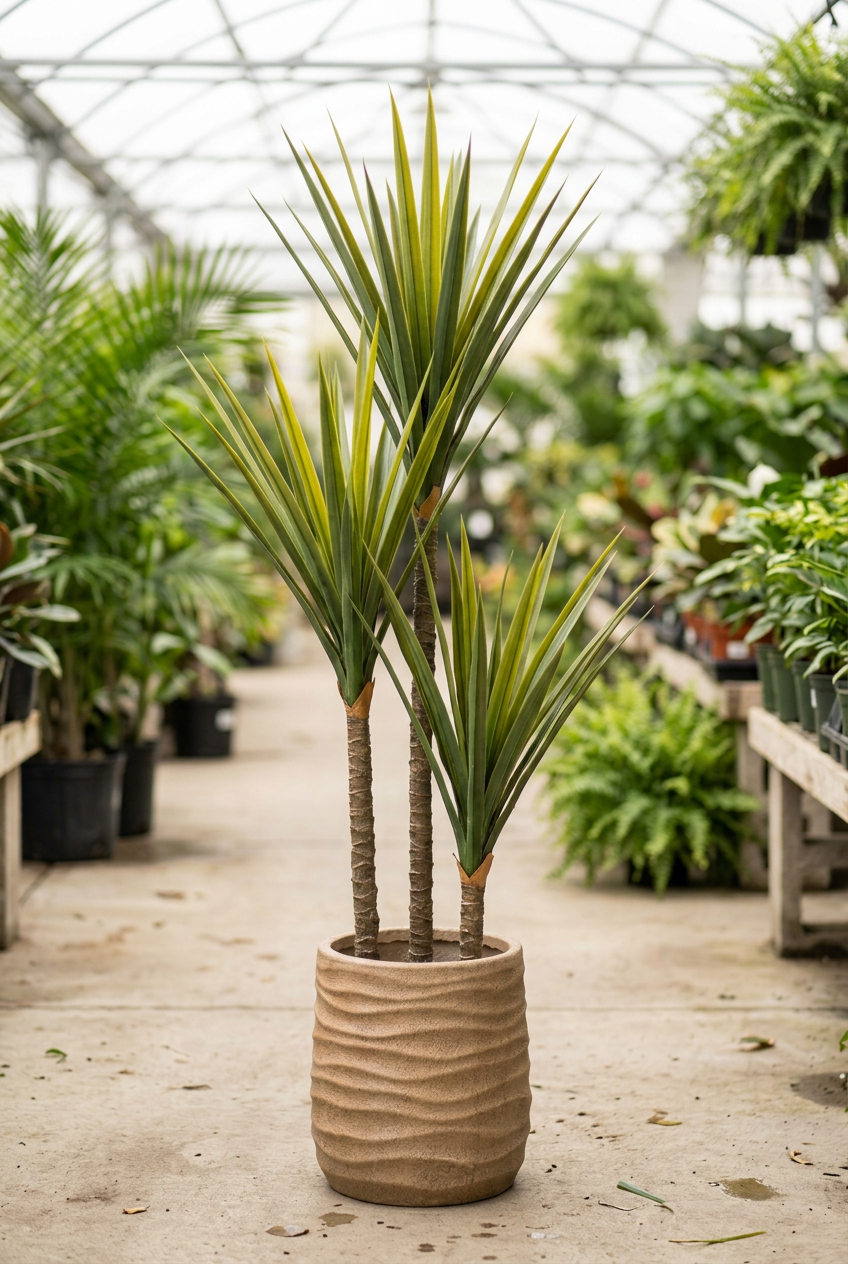 Decorative Three-Stem Plant with Tan Planter | Happy Gift