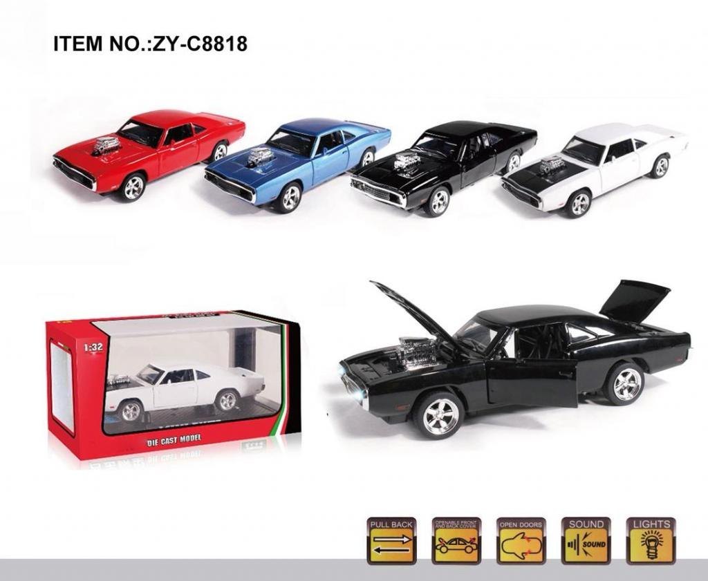 1:24 Scale Die-Cast Muscle Car Model – Realistic Opening Doors, Hood & Trunk, Premium Metal Build